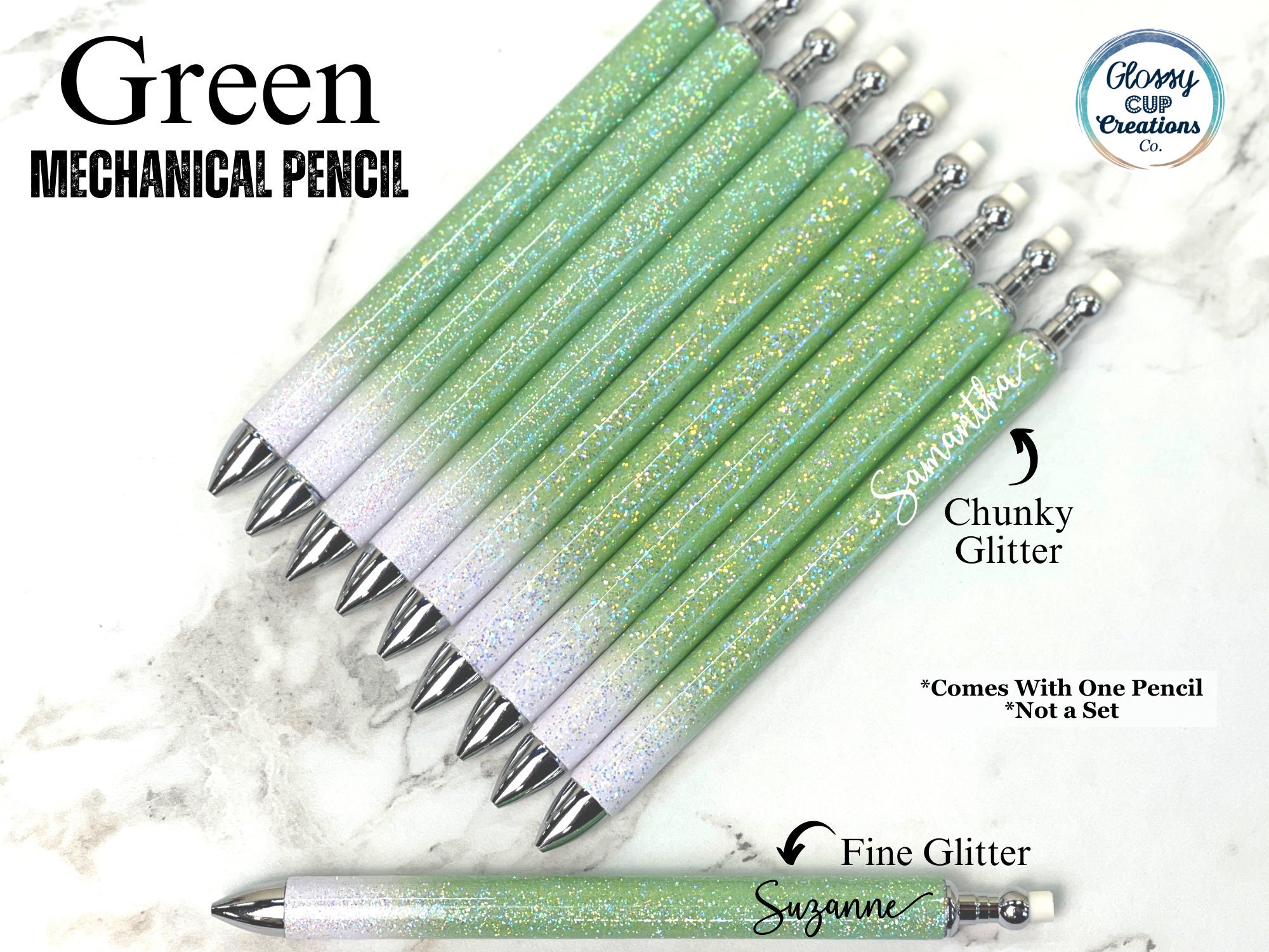 Glitter Mechanical Pencils, Pink Blue Purple Green Yellow Orange