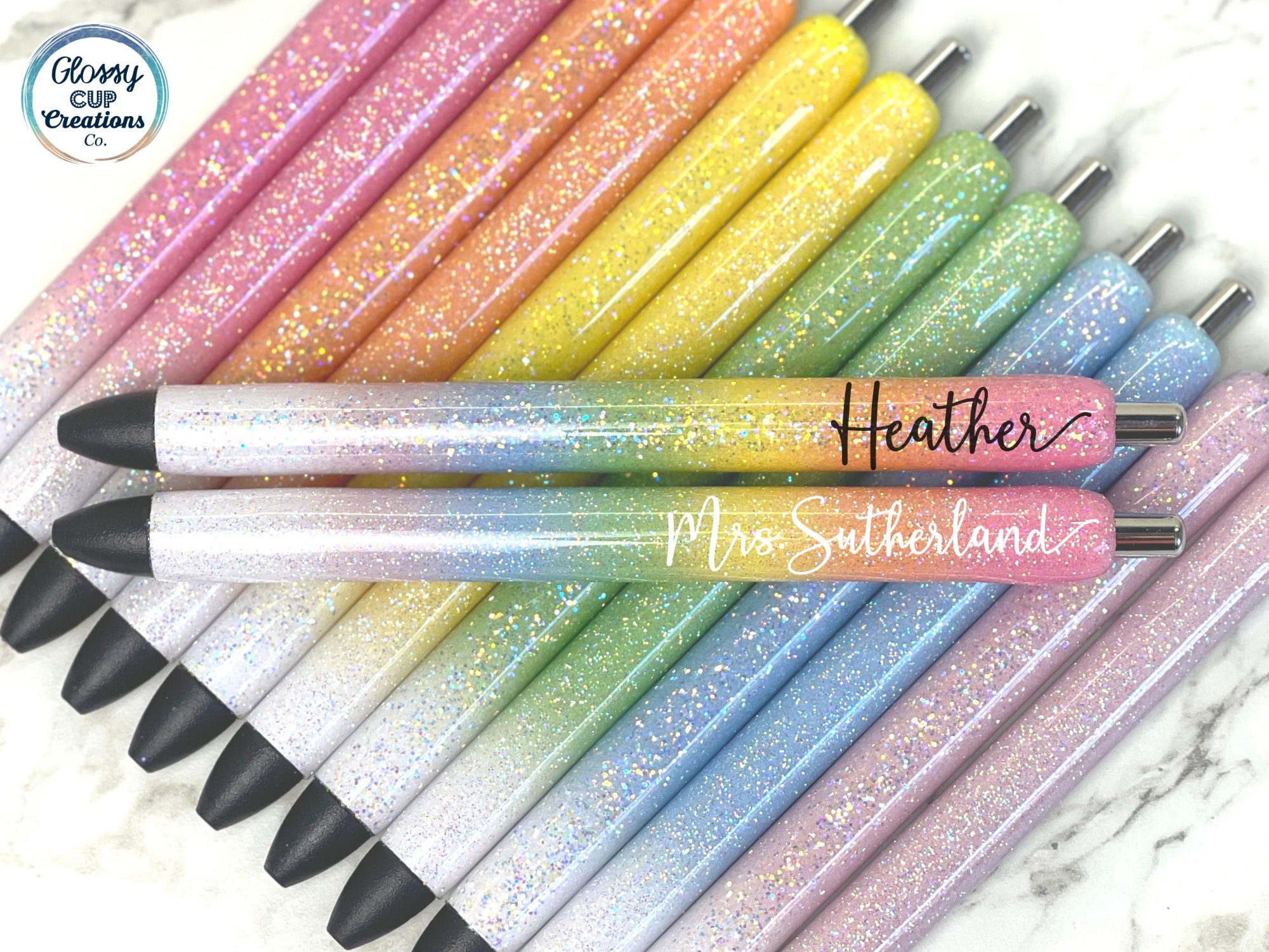 Sparkle Gel Pens 6 Colors Fine Point Rainbow Gradient Pens for Highlighting