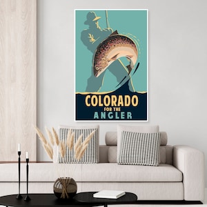 Vintage Colorado State Map Art Print 11X14 Unframed Wildlife Artwork Brook  Trout Fly Fishing Lures Hunting Cabin Rustic Wall Decor Gift 