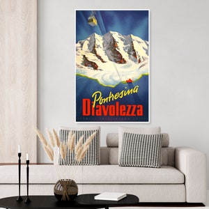 Vintage Swiss Ski Poster, Switzerland, Suisse, Diavolezza, Swiss Chalet, ski lodge, vintage ski, ski home decor, ski wall art, Art Deco art