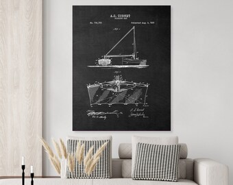 1905 Ocean Fishing Net Patent Print Marine Shabby Chic