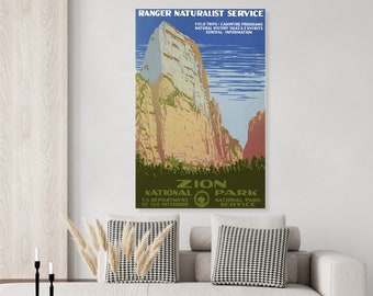 Zion National Park of Utah Vintage WPA Travel Poster