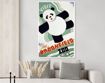 Cartel de Brookfield Zoo Chicago Vintage Panda