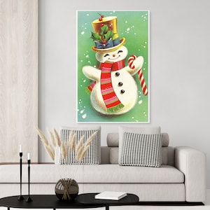 Vintage Christmas Snowman Poster