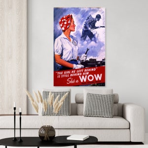 Rosie the Riveter She's a WOW Vintage WWII Poster