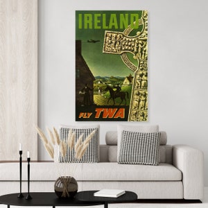 Cartel de viaje vintage de Irlanda por TWA imagen 1