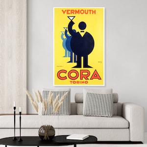 Cora Vermouth Vintage Alcohol Poster from Torino Italy
