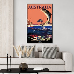 Great Barrier Reef Australia Vintage Travel Poster