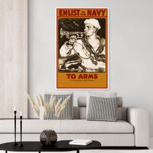 Enlist in the Navy To Arms Vintage Navy Recruitment Poster