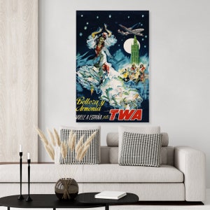 Vintage TWA Spain Travel Poster with a Dancer