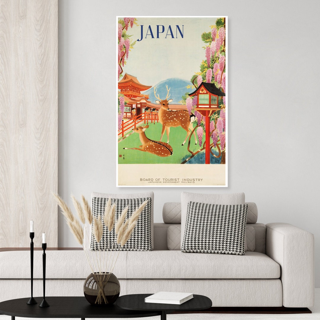 Japanese Government Railways Vintage Poster of Deer Island - Etsy