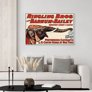 Vintage Ringling Brothers, and Barnum and Bailey, Circus Poster with an Elephant.