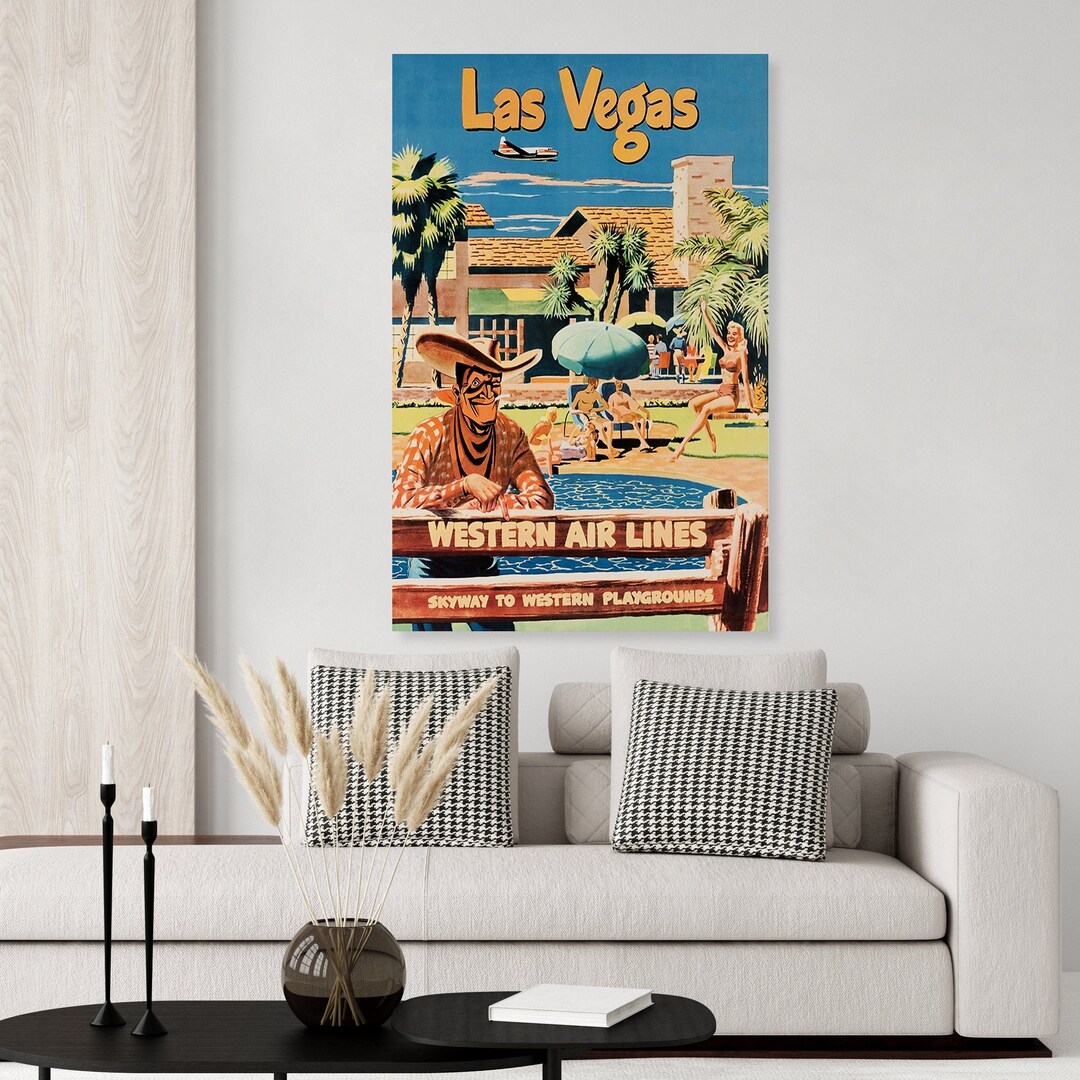 Las Vegas Vintage Travel Poster by Western Airlines - Etsy