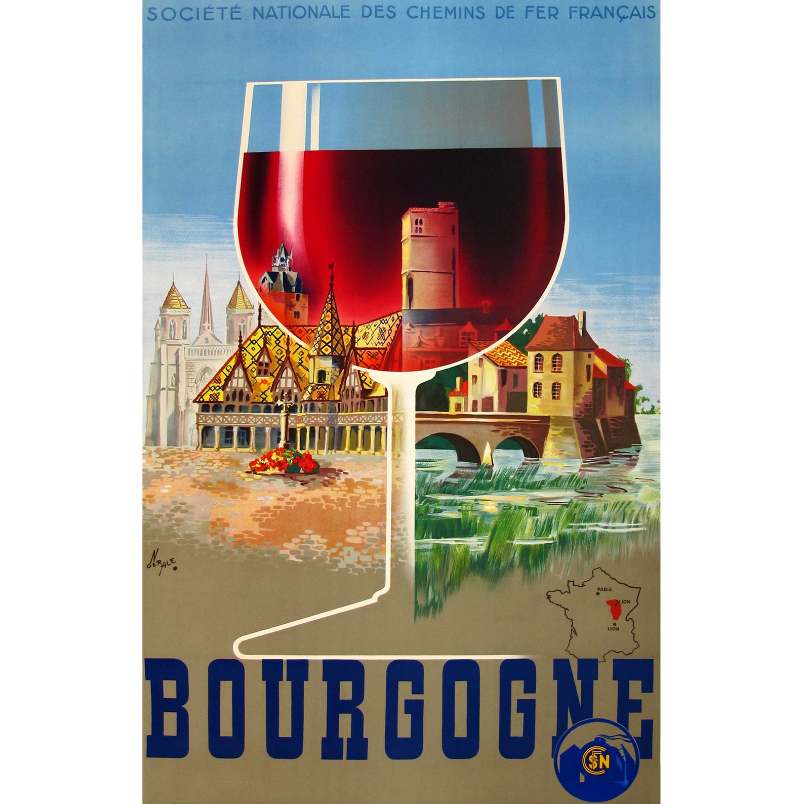 Vintage French Red Wine Travel Poster - Etsy