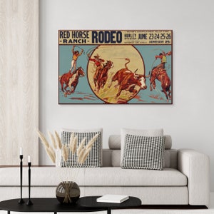 Vintage Rodeo Poster Red Horse Ranch