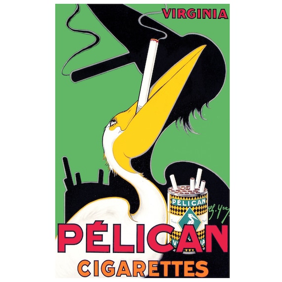 Art Deco Pelican Cigarette Poster - Etsy