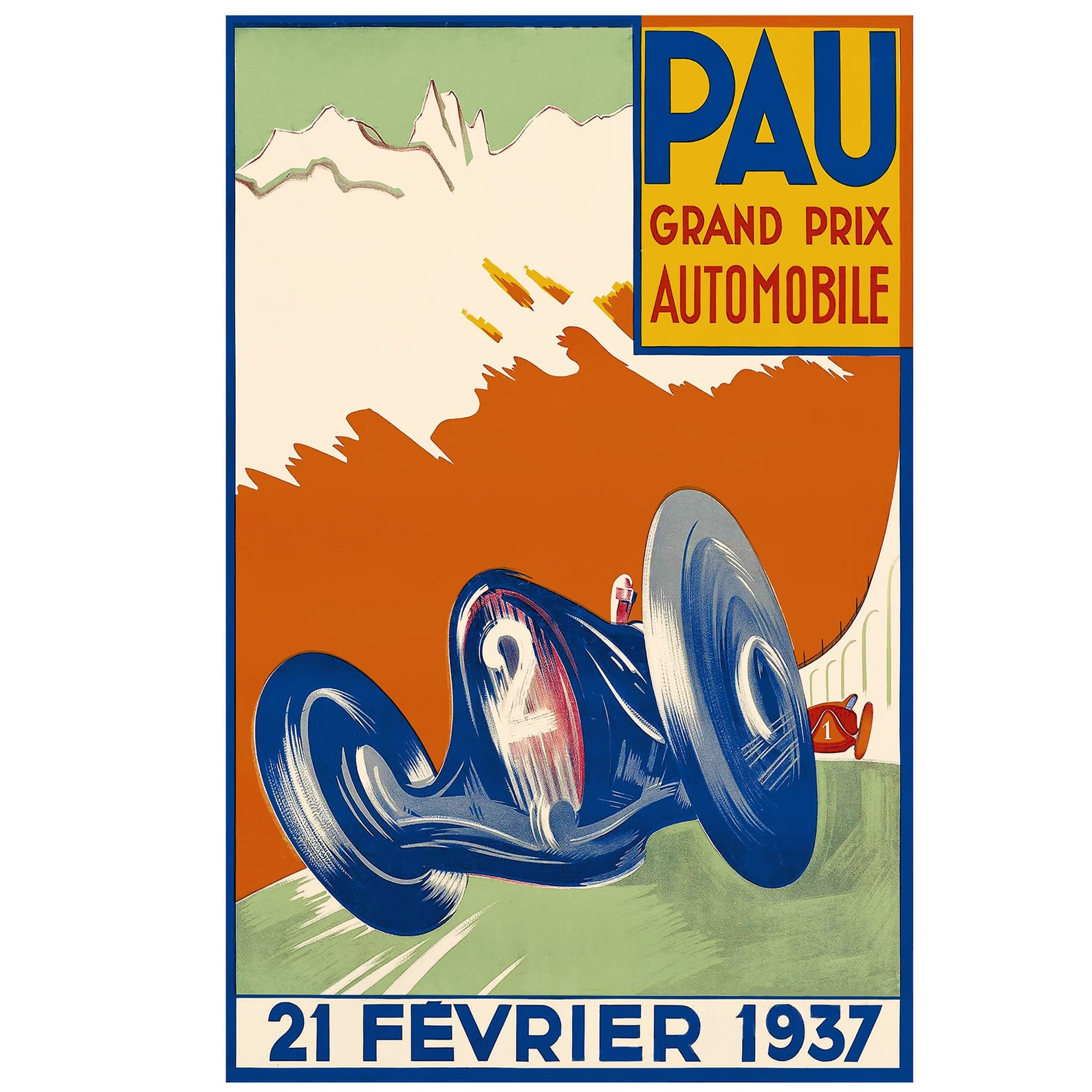Vintage French Racing Poster From the Pau Grand Prix Etsy