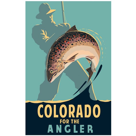 Vintage Colorado Fly Fishing Travel Poster, Colorado for the