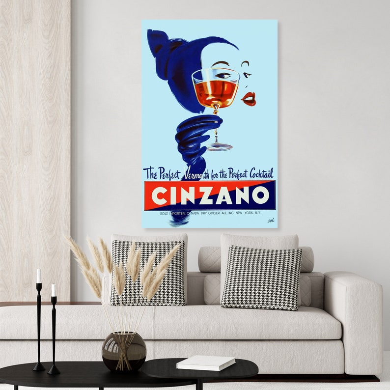 Vintage Poster of a Cinzano Alcohol Ad image 1
