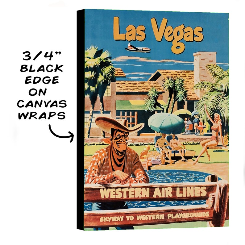 Las Vegas Vintage Travel Poster by Western Airlines Etsy