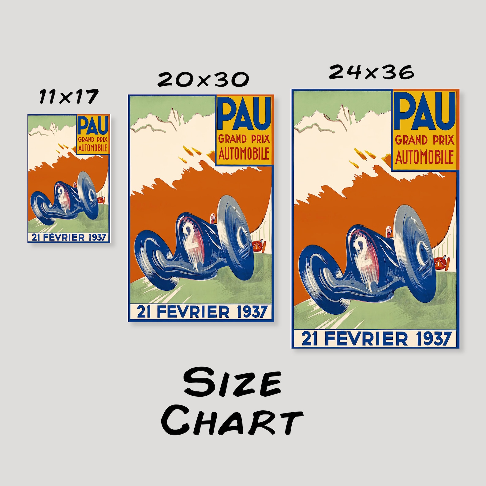 Vintage French Racing Poster From the Pau Grand Prix | Etsy