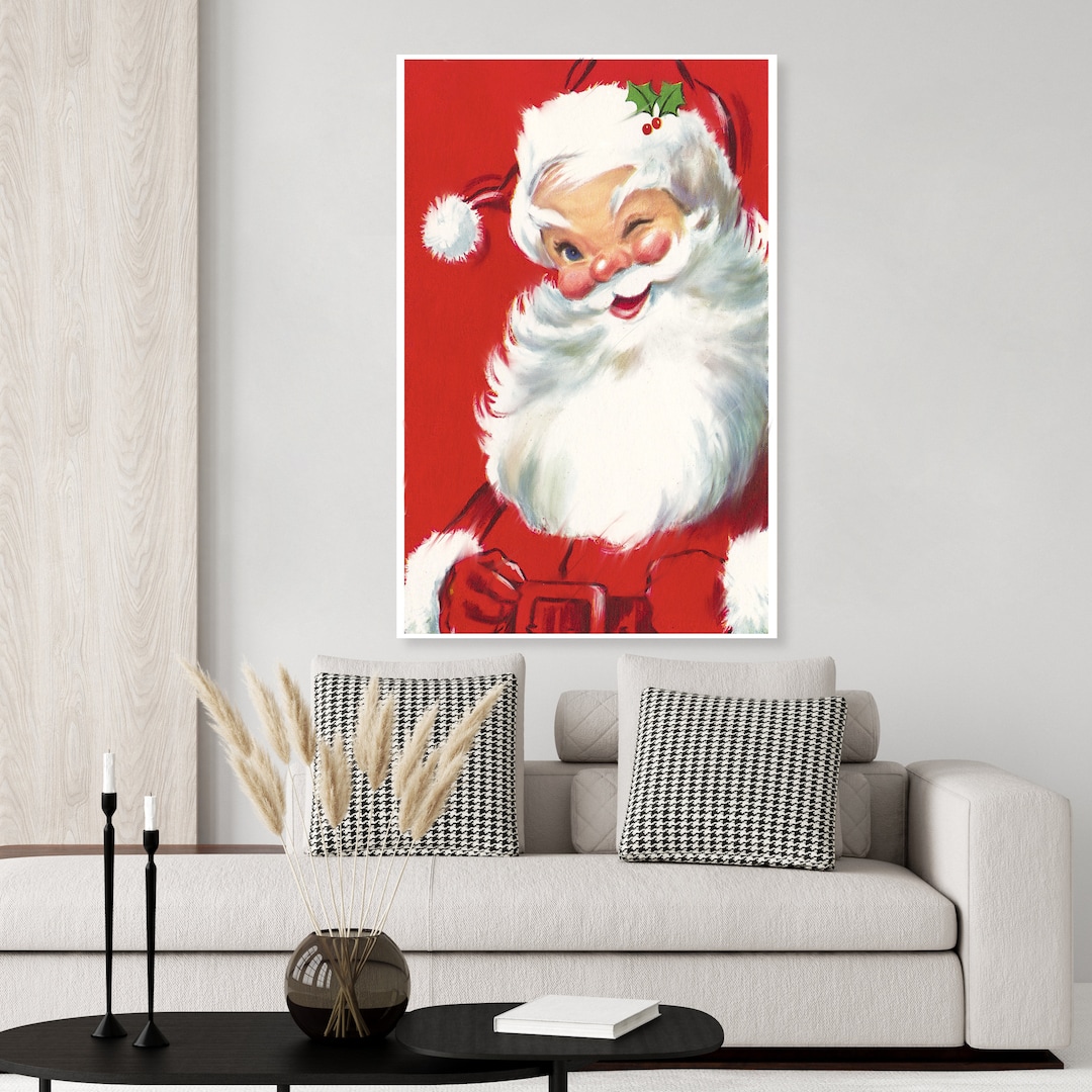 Winking 1950's Santa Claus Vintage Poster - Etsy