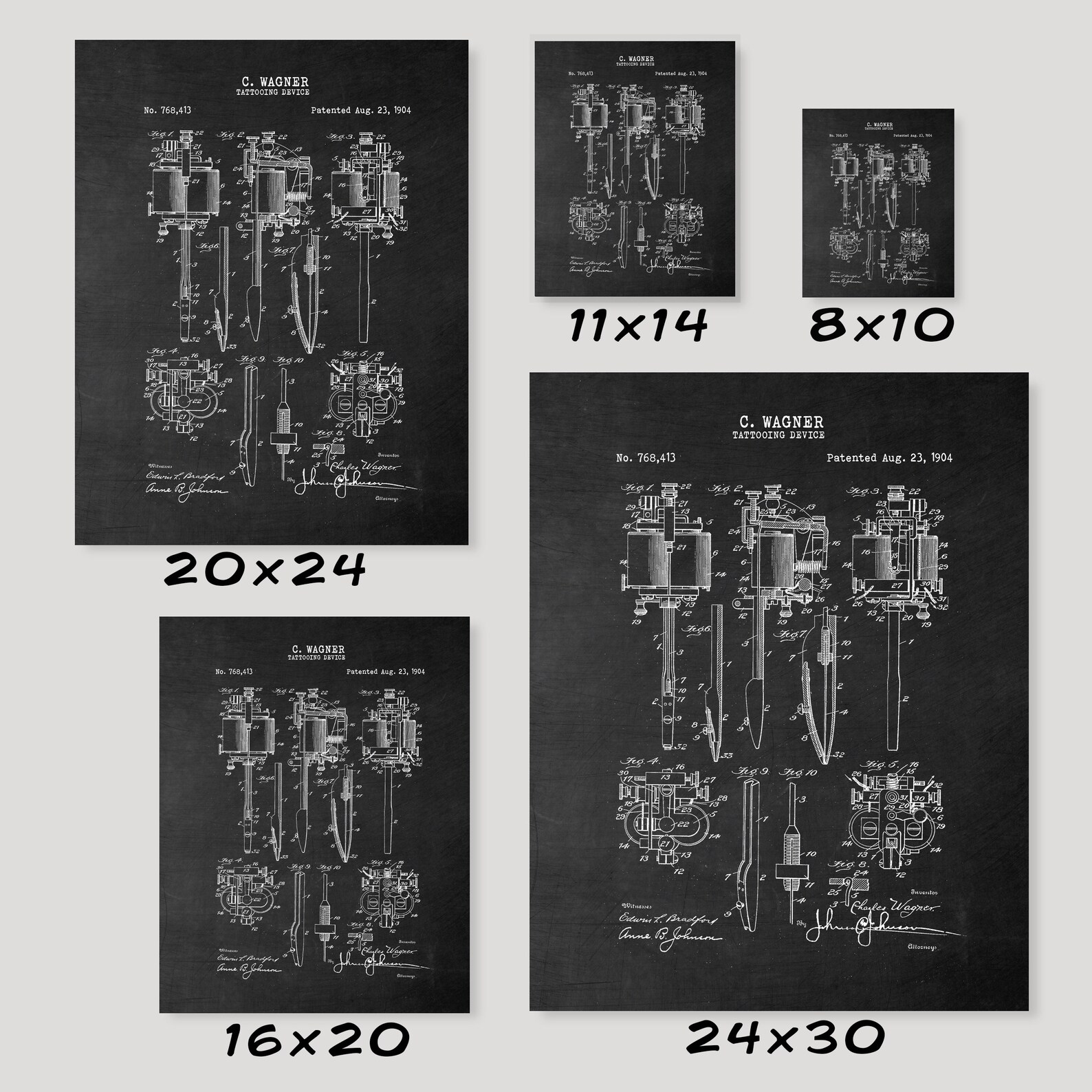 1904 Tattoo Gun Patent Print Etsy
