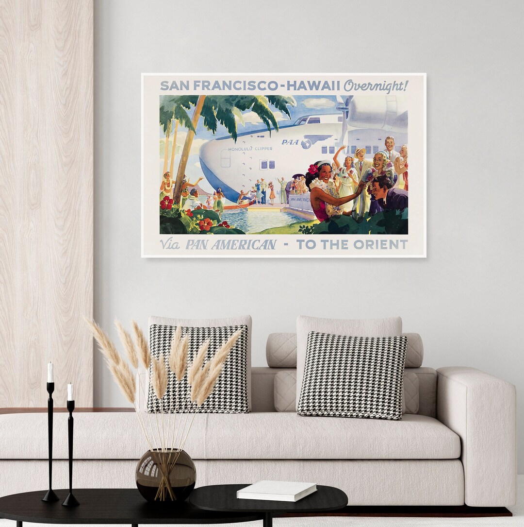 Vintage Hawaii Travel Poster From Pan American Airlines, Pan Am Travel