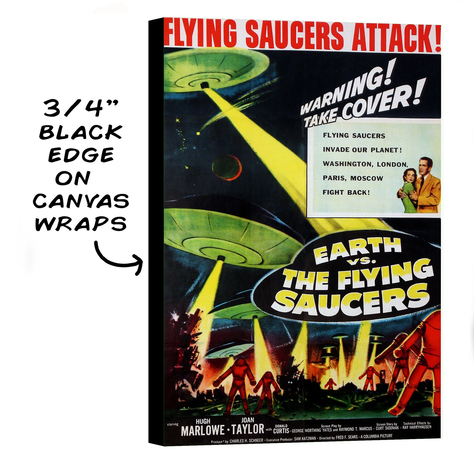 Vintage Movie Poster Earth Vs the Flying Saucers Etsy