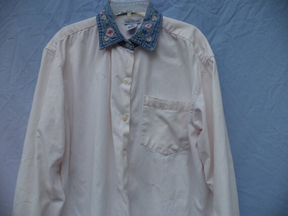 vintage white denim ladies shirt - image 2