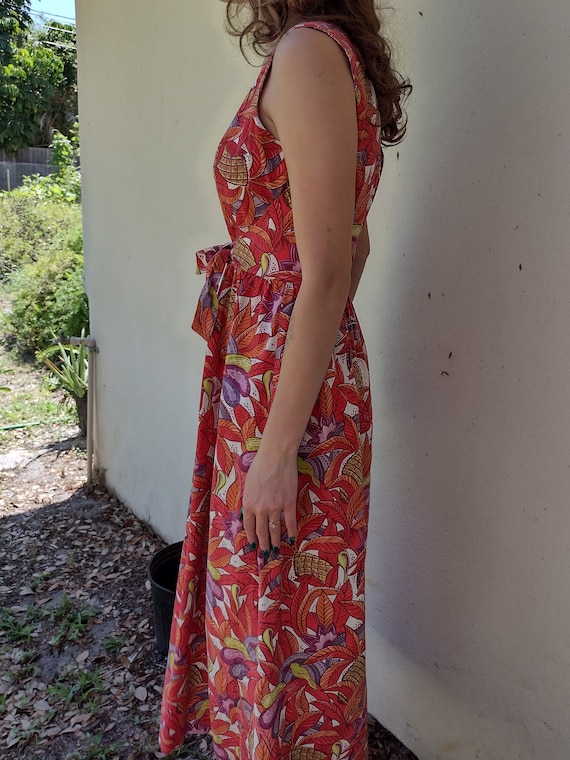 vintage Hawaiian fitted gown, cotton - image 3