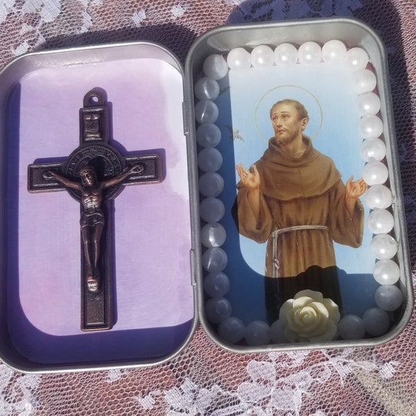 Saint Francis Tin Pocket Shrine