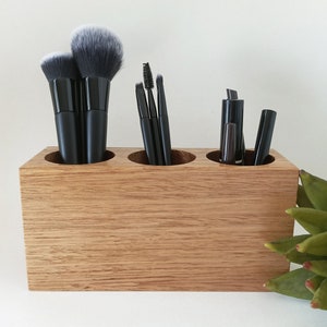 Wood Makeup Organiser - Wood Makeup Brush Holder - Makeup Storage - Wood Desk Organiser - Wood Pencil Holder