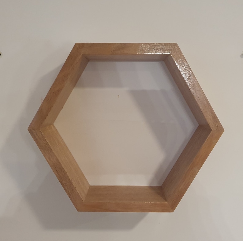 Hexagonal Shelf. Honeycomb shelf. Hexagon shelf. Tasmanian Oak. Wall shelf. Display shelf. Floating Shelf. 90mm Depth. Australian Made. image 6