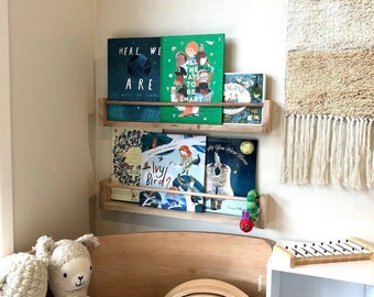 Tasmanian Oak Kids Bookshelf: Floating Wall Shelf, Australian Made