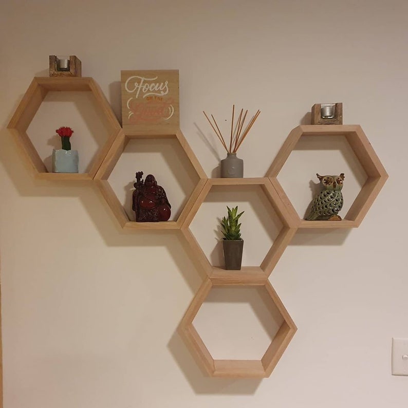 Tasmanian Oak Hexagonal Shelf. shelf. Wall shelf. Etsy