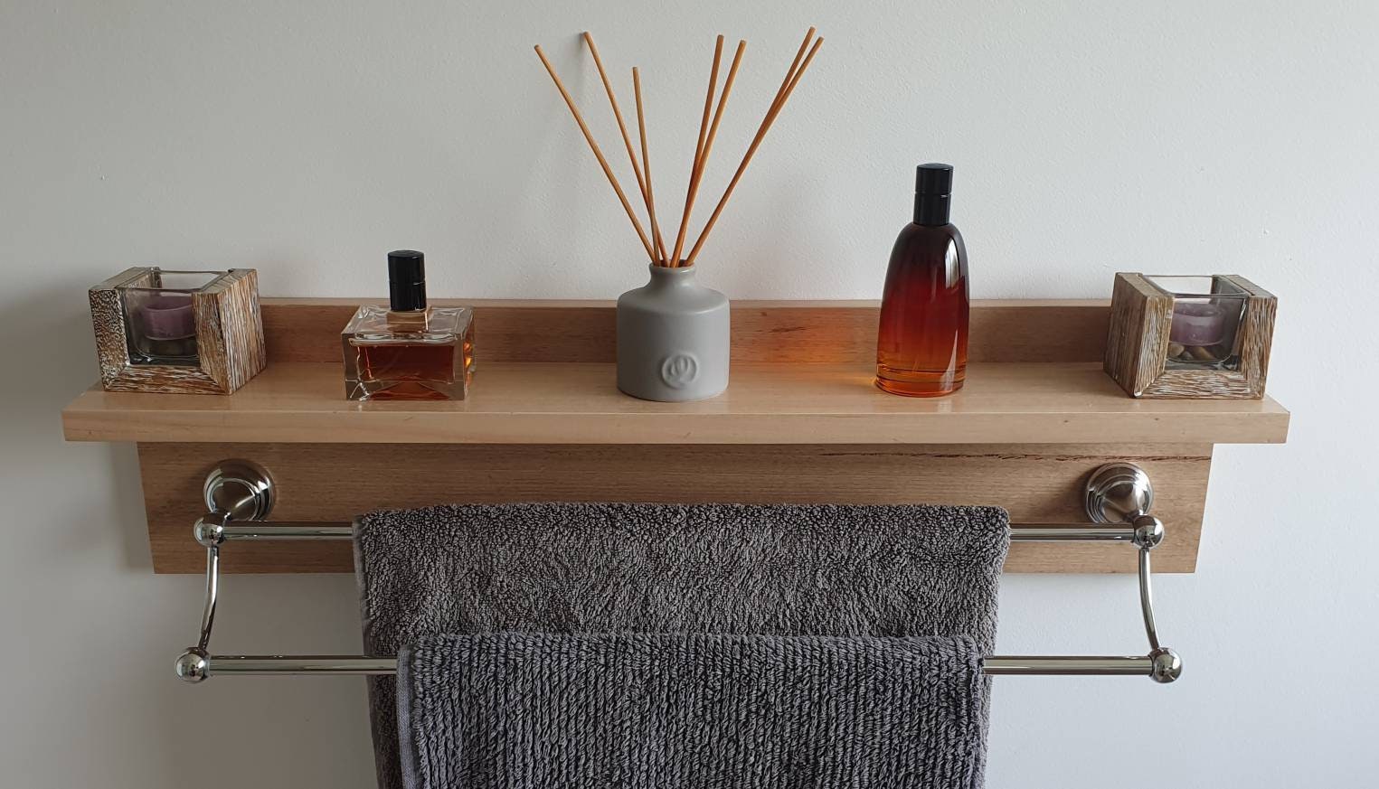 70cm Tasmanian Oak Bathroom Shelf With 60cm Classic Chrome - Etsy