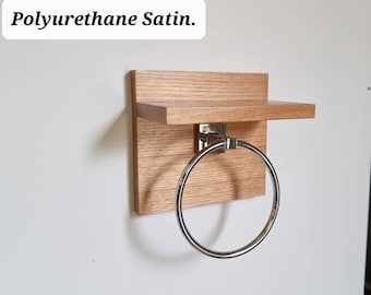 Kaidan Designs, Tasmanian Oak Bathroom Shelf with Chrome Hand Towel Ring.