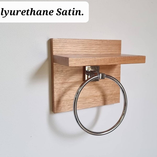 Kaidan Designs, Tasmanian Oak Bathroom Shelf with Chrome Hand Towel Ring.