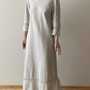 Vestido boho de linho | Vestido kaftan cinza | Vestido boho de linho | Vestido minimalista de linho | tamanho P/M