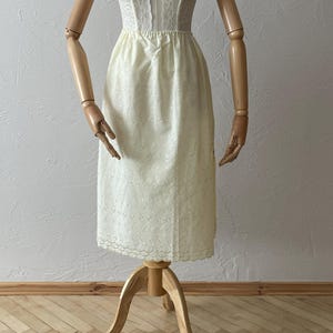Vintage cream petticoat with lace | Retro style cotton midi underskirt | size XS/S/M