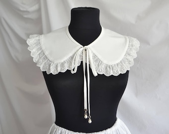 White Removable Collar | Vintage Women’s Accessory | Retro style removable Collar | Detachable Frill collar | Layering Collar with ruffles