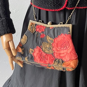 Vintage framed handbag | Retro Style beaded purse | Classic Style shoulder bag with chain strap