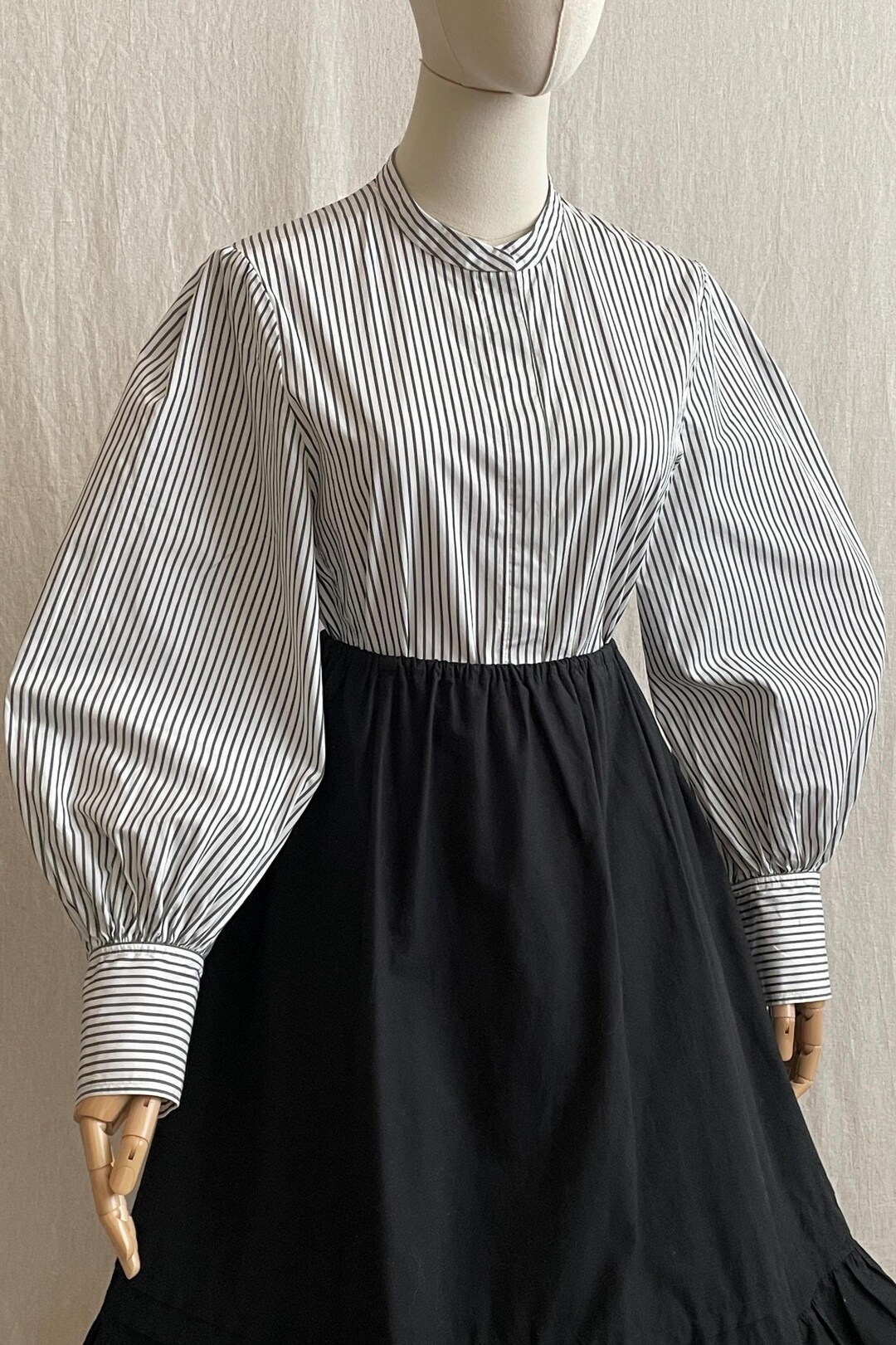 Vintage Monochrome Print Overlap Blouse main image 0