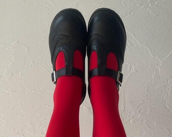 Vintage Mary Jane Schuhe | Schwarze Schuhe im Retro-Stil | T-Riemen-Loafer im klassischen Stil | Größe 37
