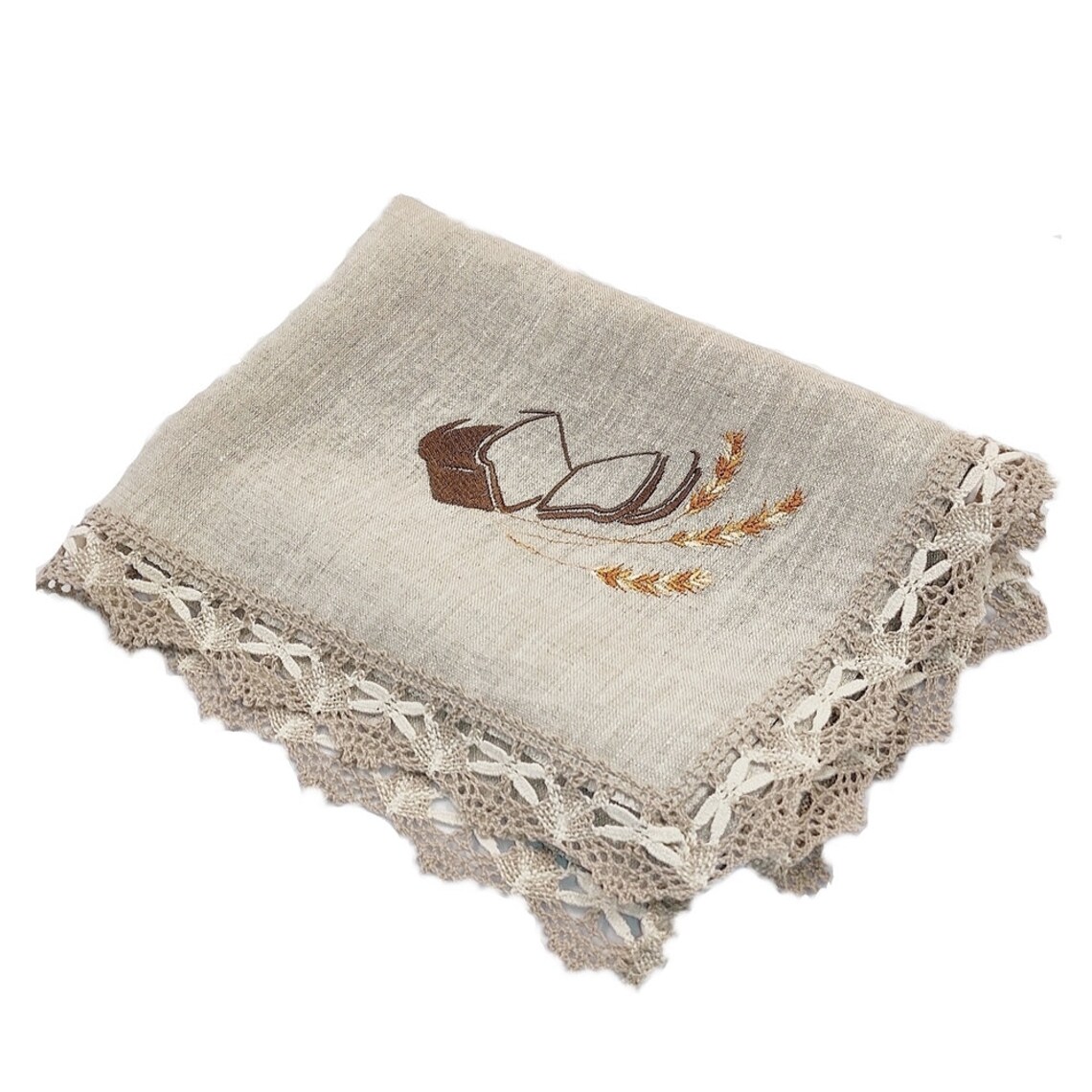 Linen Bread Towel, Linen Kitchen Towel, Linen Lace Hand Towel, Kitchen