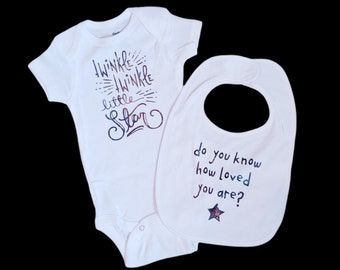 Twinkle Twinkle Little Star Unicorn Bib Burp Cloth Set