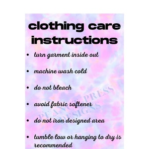 Clothing Care Instructions, Heat Transfer Vinyl Care Card, HTV Instruction Template, Shirt Care Card, Washing Instructions, JPG Download