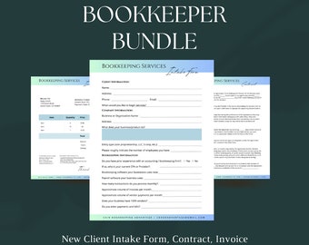 Bookkeeping Business, New Client, Bookkeeping Contract, Invoice Template, Bookkeeper, Intake Form, Editable Canva, Accountant Starter Forms