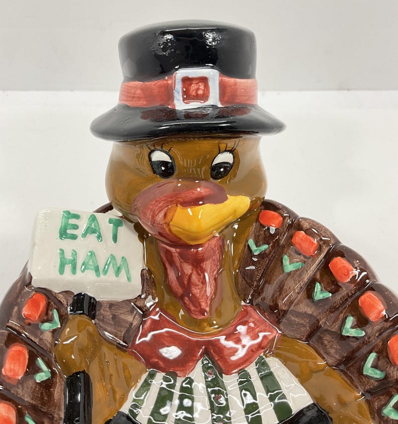 Thanksgiving eat Ham Turkey Candy Dish Mint Condition 7 X 6 X 6 Etsy